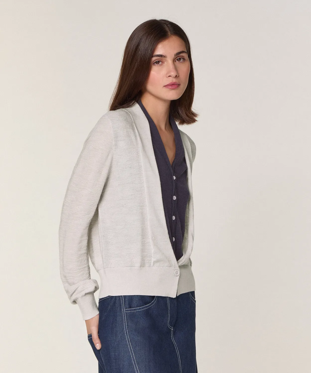 Rodier gilet merino 2 in 1 bianco scollo V