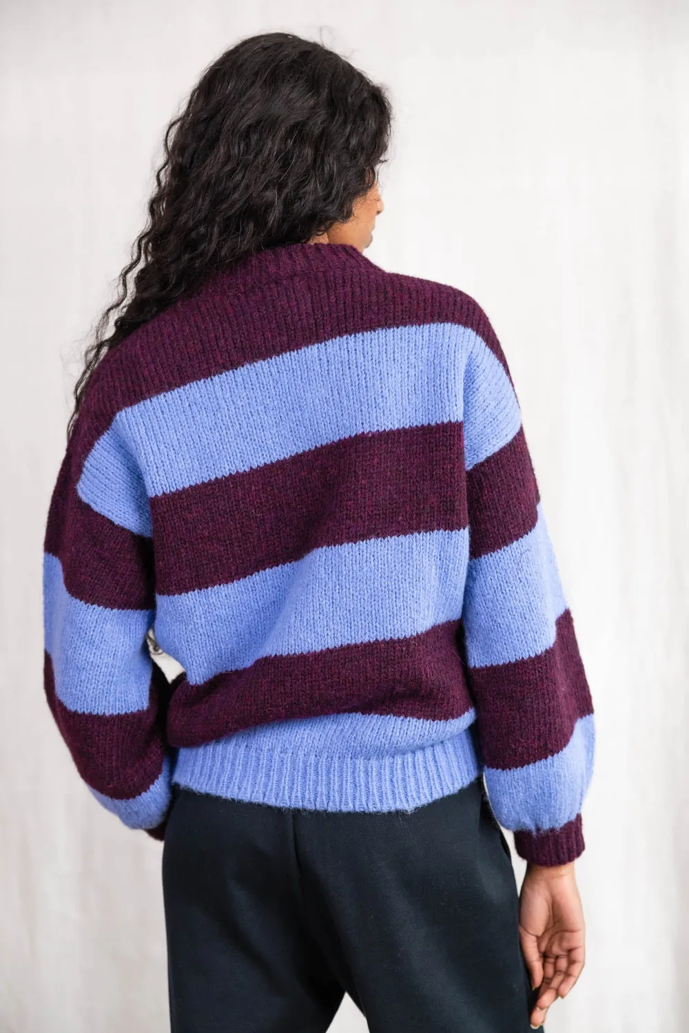 Jyoti Lupuna maglione baby alpaca righe oversize