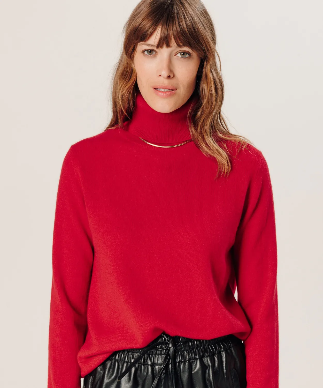 Rodier maglia dolcevita cashmere rosso 2 fili