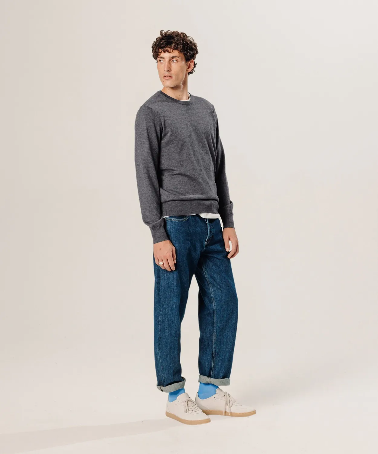 Rodier Maglione uomo merino girocollo grigio scuro