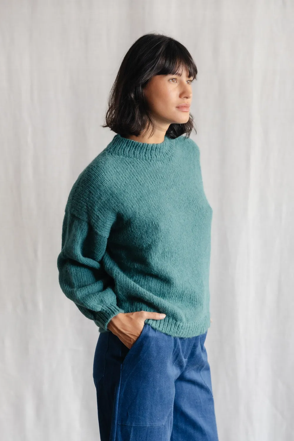 Jyoti Lupuna maglione baby alpaca oceano oversize