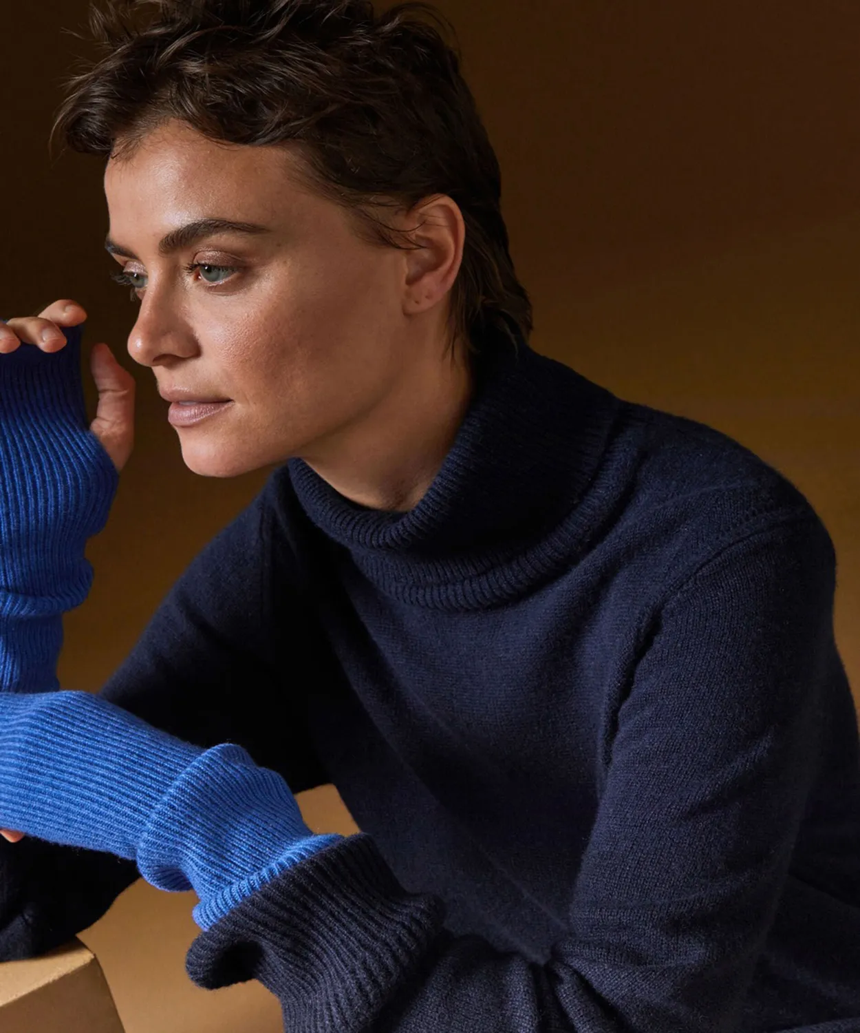 Rodier maglione dolcevita cashmere blu scuro oversize