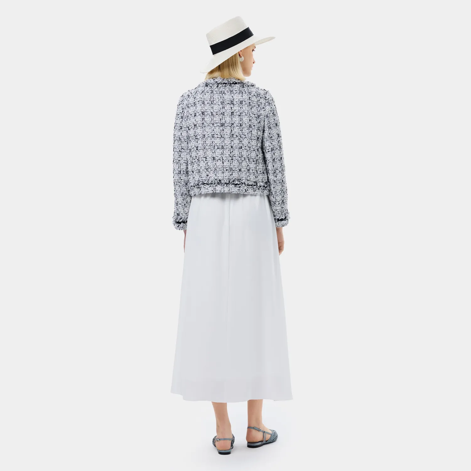 PORTS SS25 LQ8J014VFD014 giacca tweed crema nera