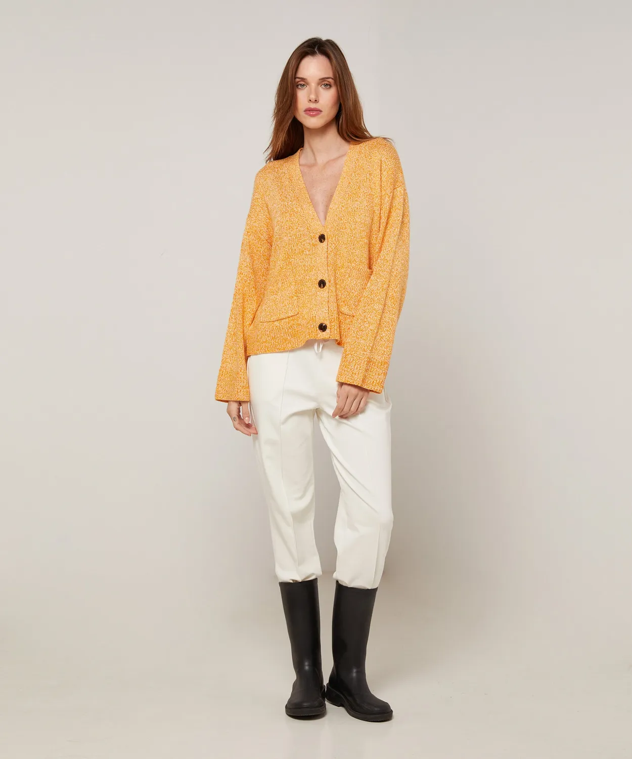 Rodier Cardigan corto mélange giallo