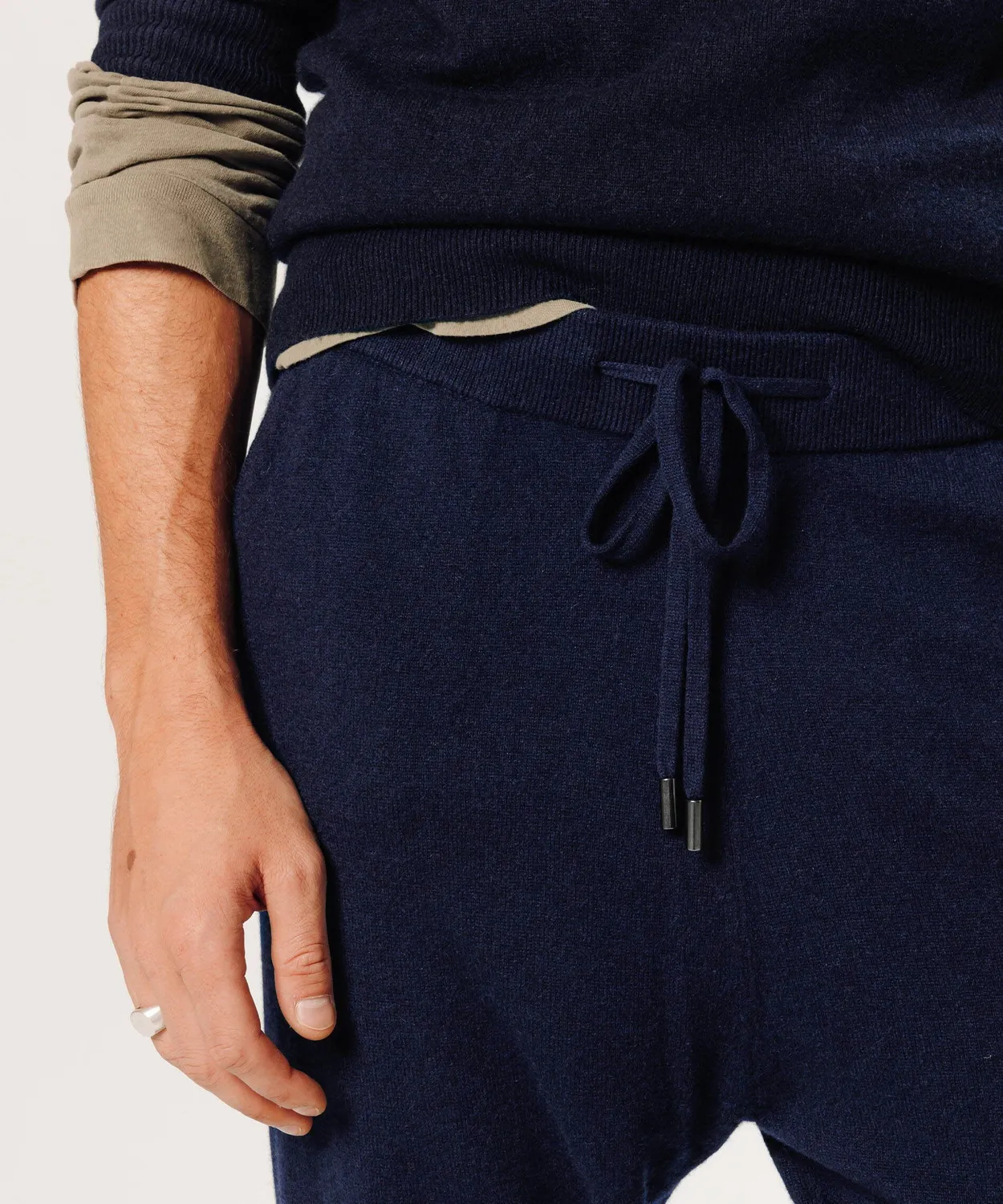 Rodier pantaloni jogging cashmere navy morbidi