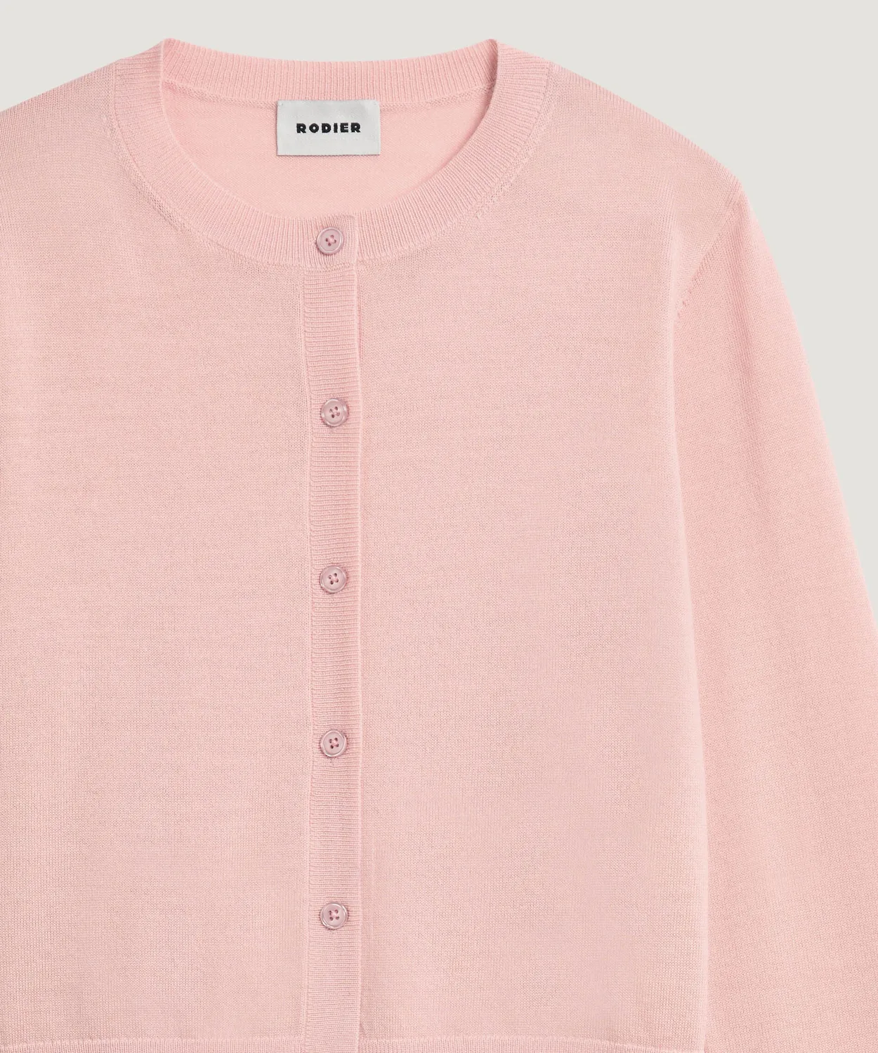 Rodier cardigan corto lana merino rosa perla