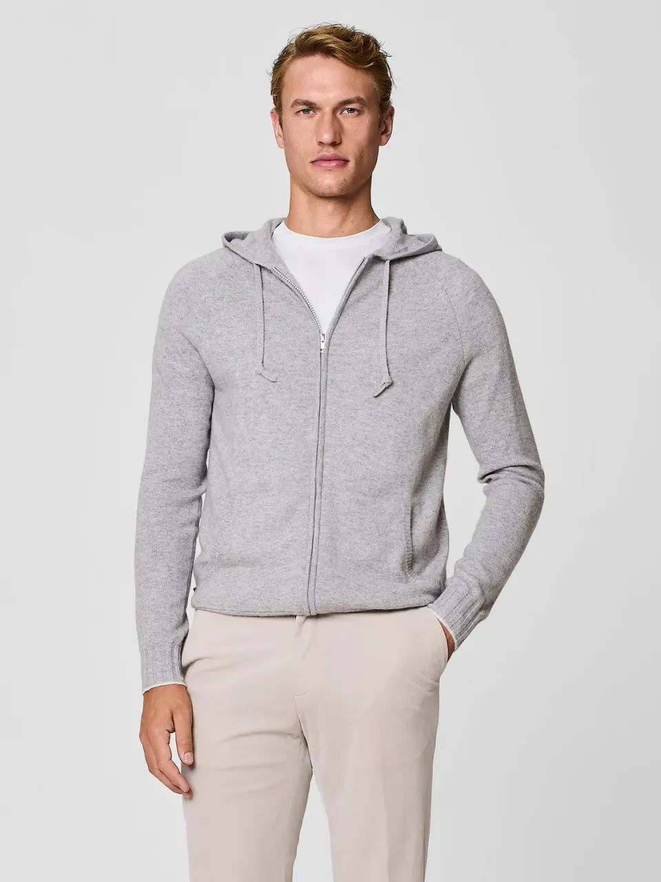 Paul Taylor Cappuccio Cashmere Felpa Grigio Chiaro Melange