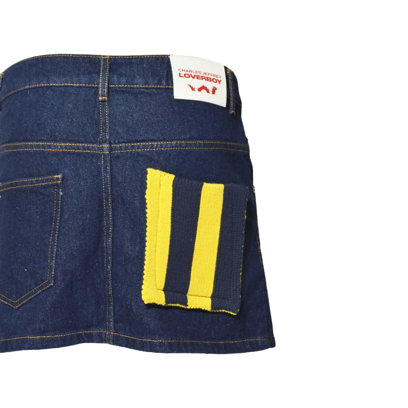 Charles Jeffrey Loverboy minigonna denim blu patch maglia XS