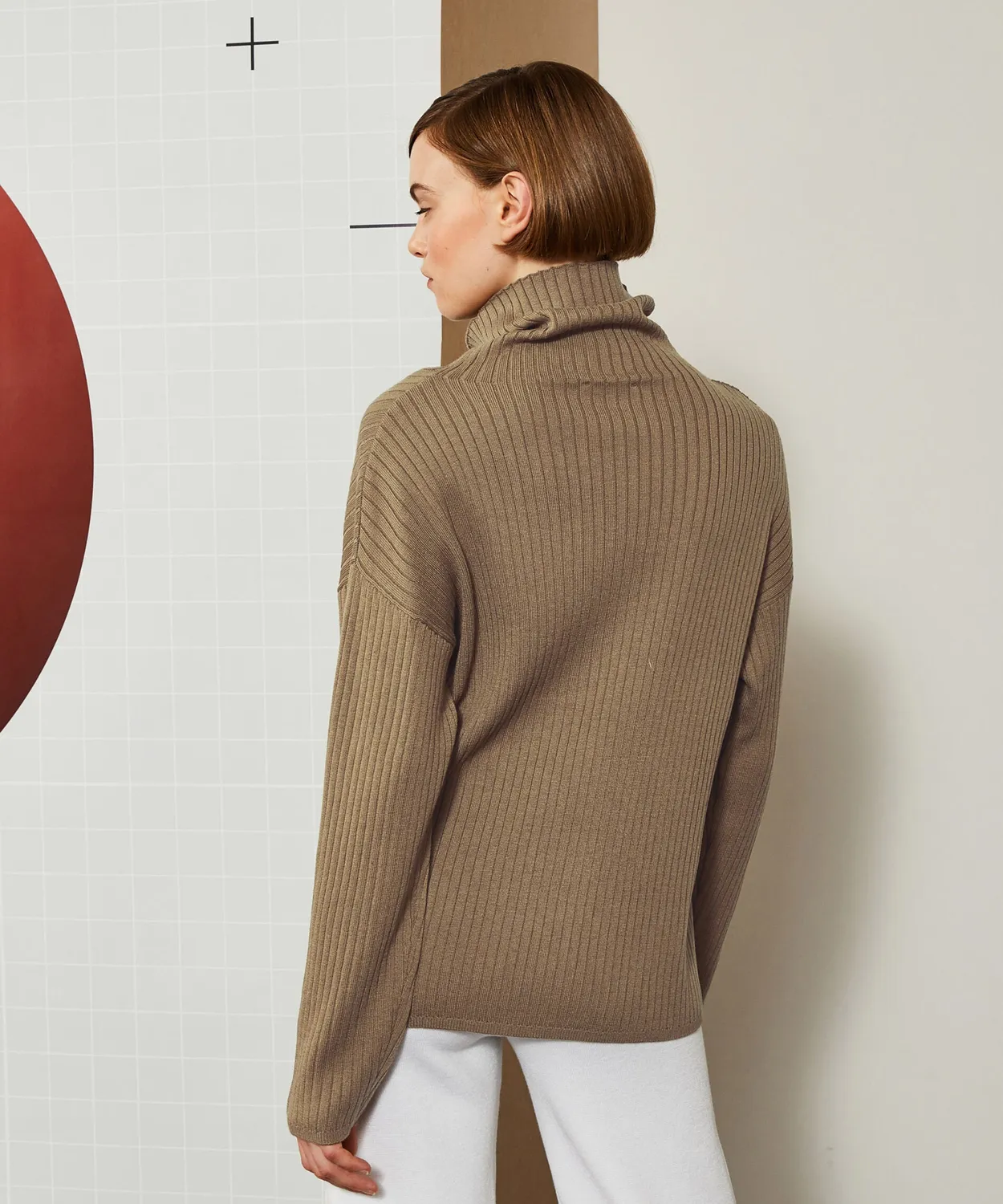 Rodier Dolcevita a coste maglione camel brown collo alto