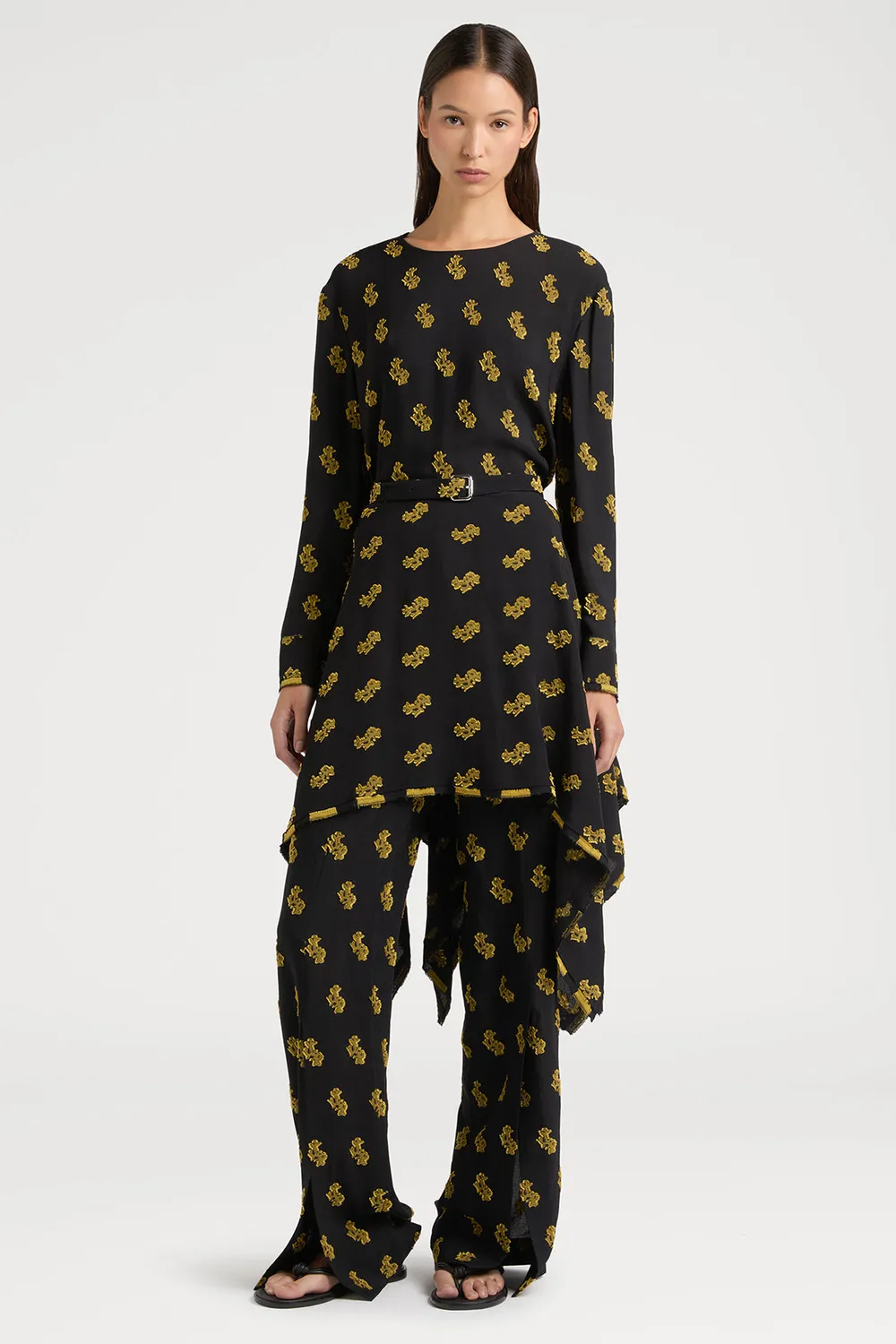 PORTS pantaloni corallo fil coupé neri oro