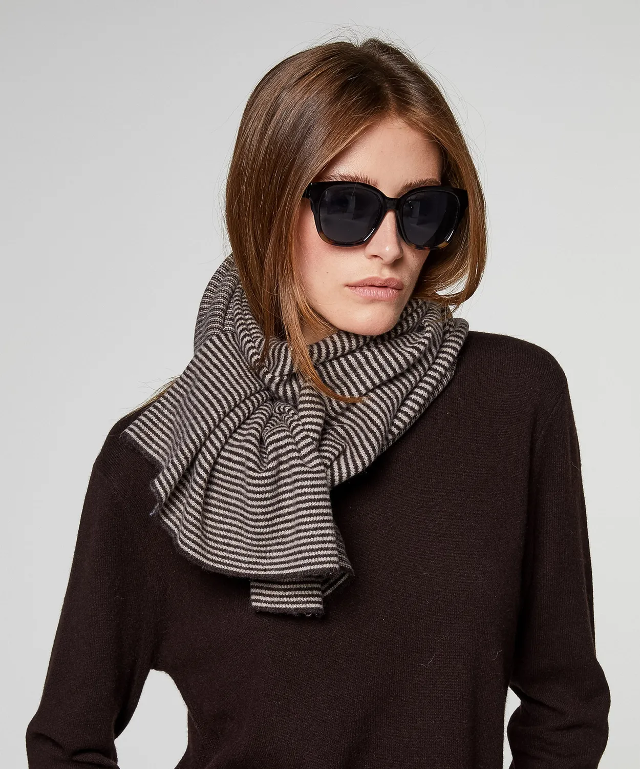 Rodier sciarpa a righe in cashmere beige taglia unica