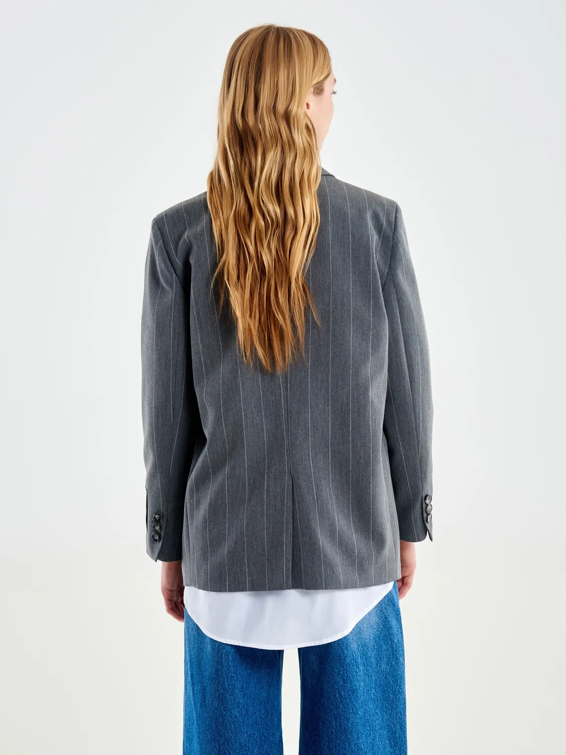 Vicolo Gessato blazer monopetto grigio oversize