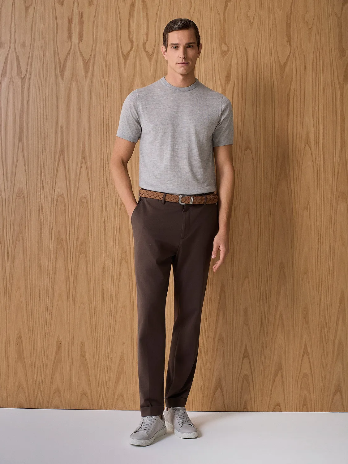 Paul Taylor T-shirt maglia seta cashmere grigia