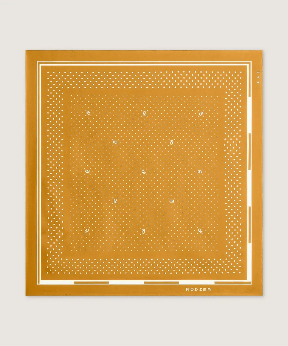 Rodier Foulard Seta Pois Ocre Quadrato 70x70 Made in Italy