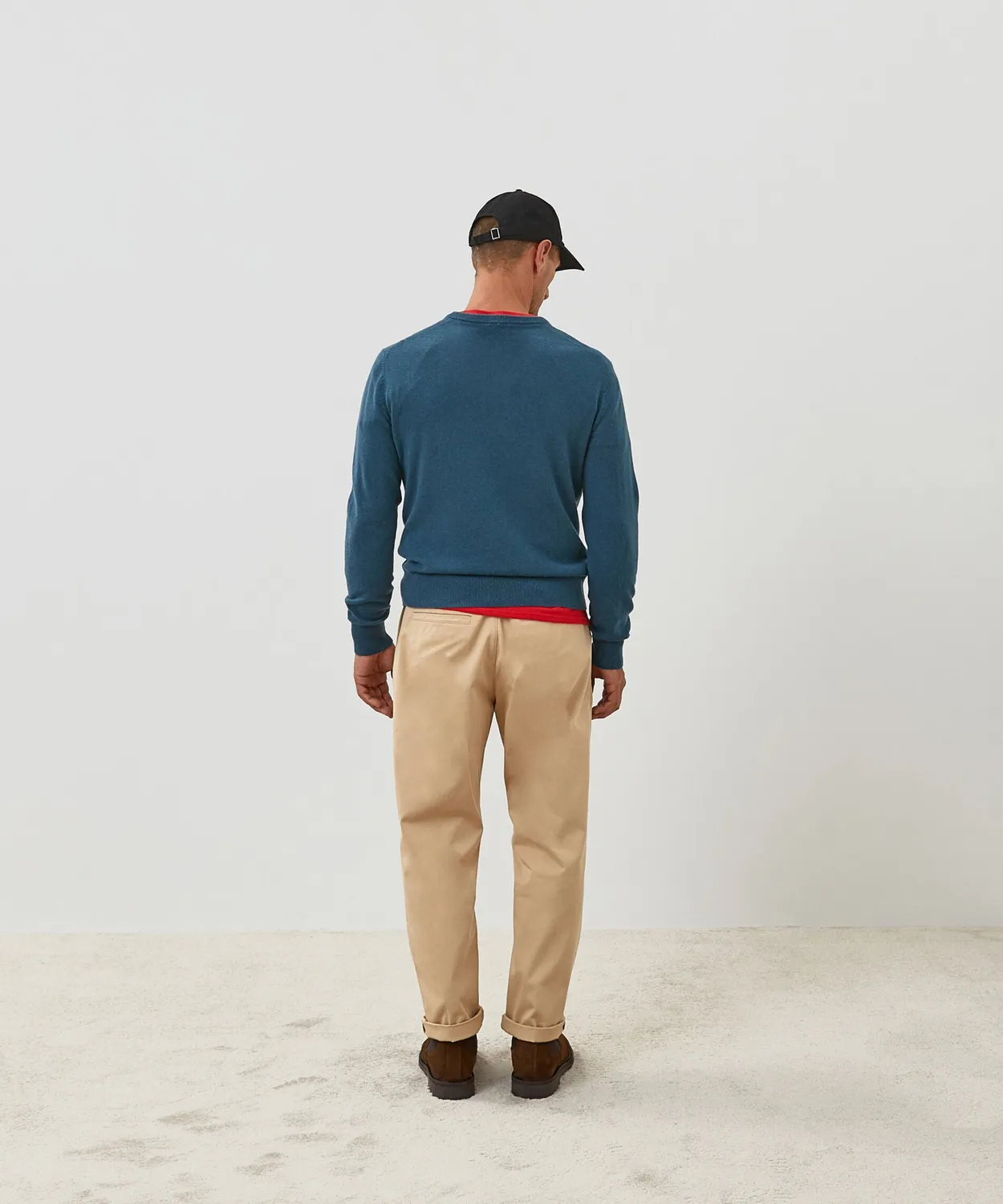 Rodier maglione scollo a V cashmere blu 100% uomo