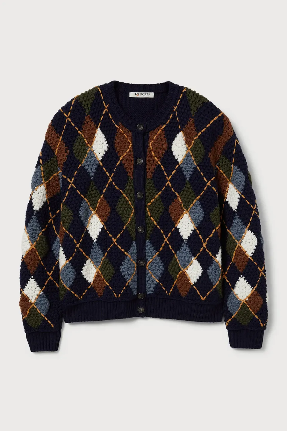 PORTS PW426KFN07 cardigan lana rombi blu