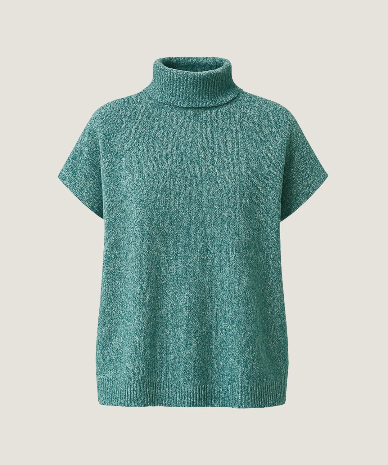 Rodier maglione collo alto maniche corte verde