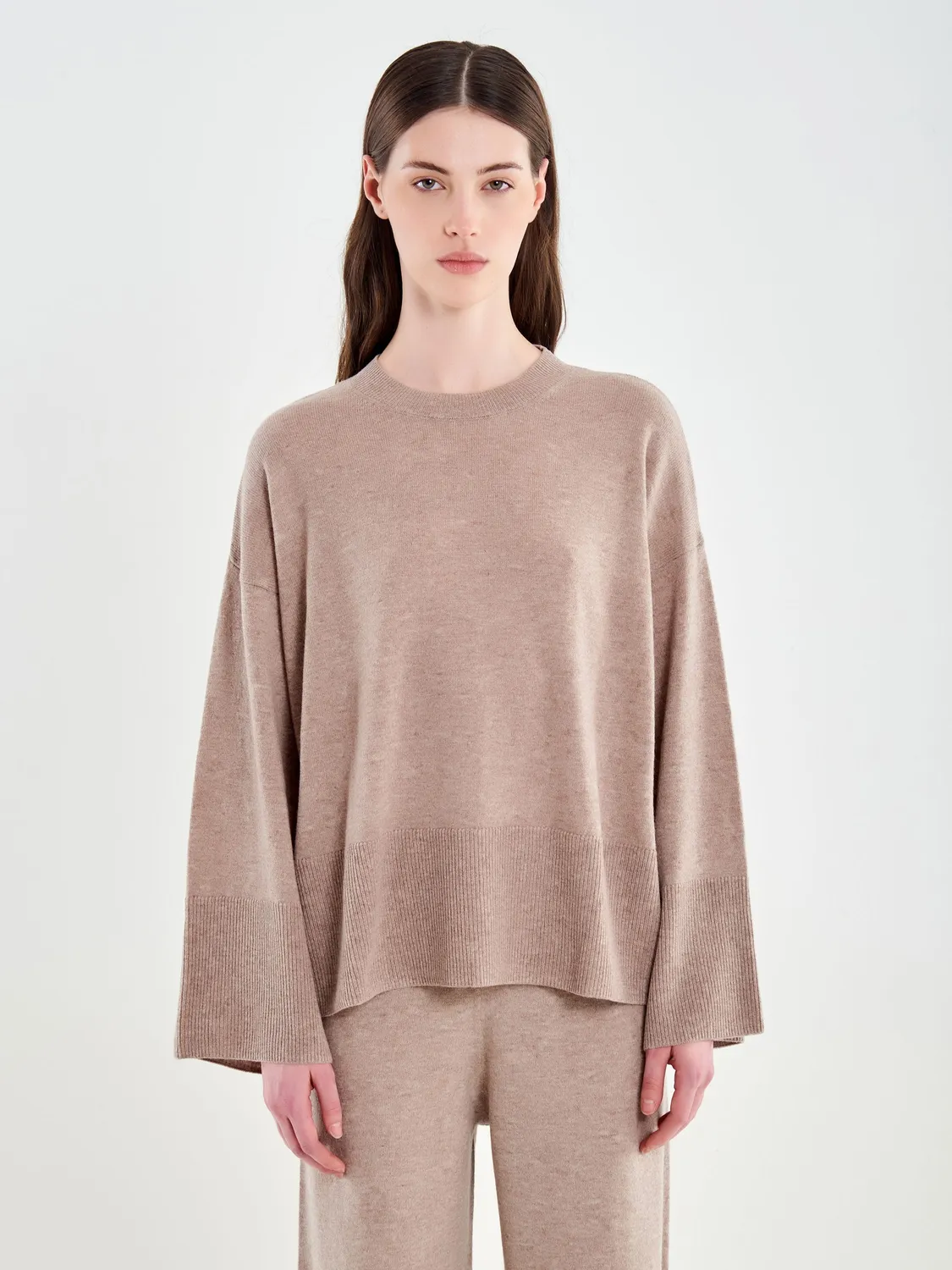Vicolo Pull Girocollo Over Beige Lana Taglia Unica
