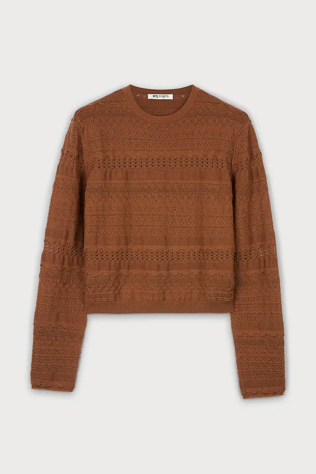 PORTS 1961 maglia cropped toffee maniche lunghe