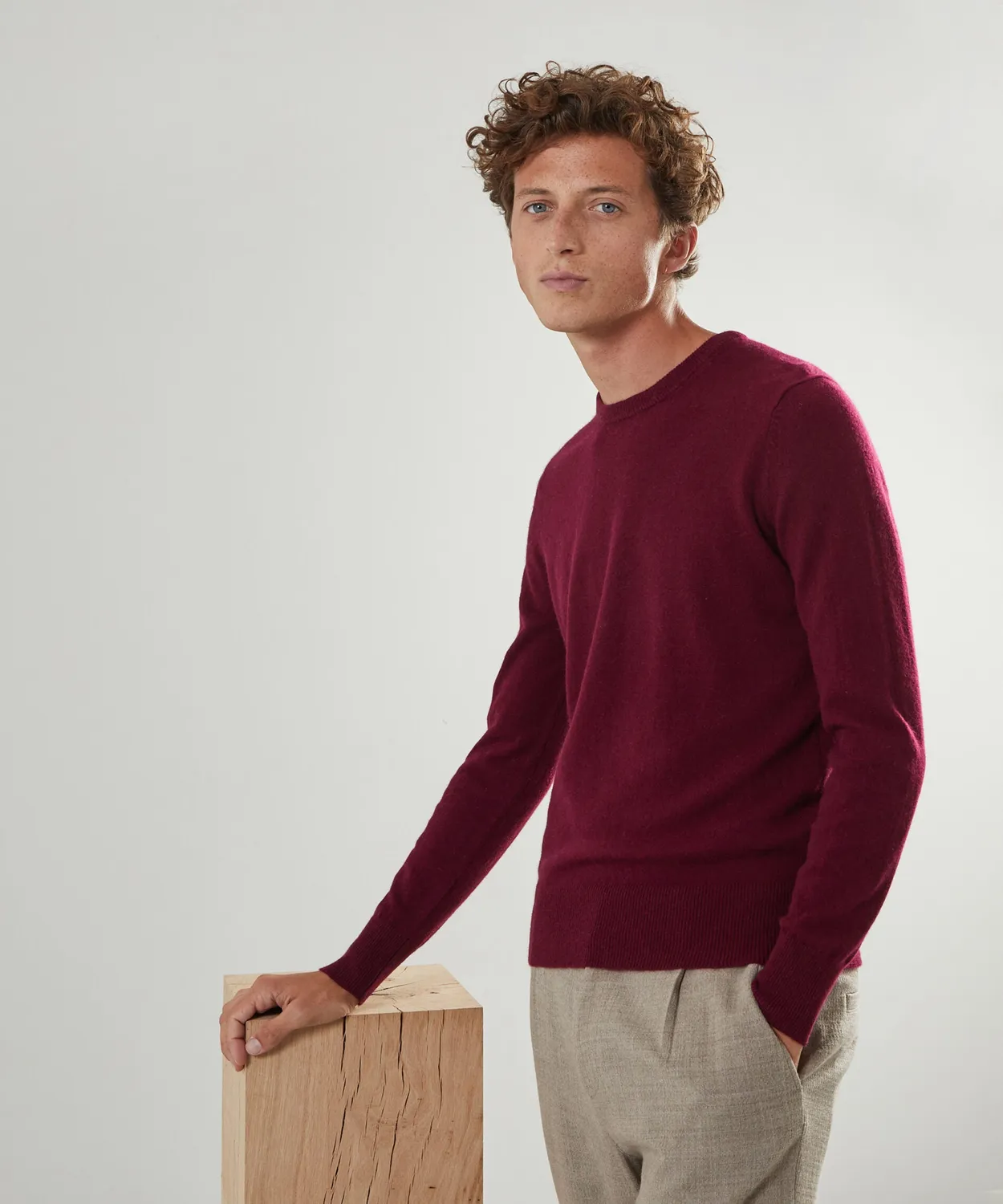 Rodier Maglia Girocollo Uomo Cashmere Rosso Bordeaux M