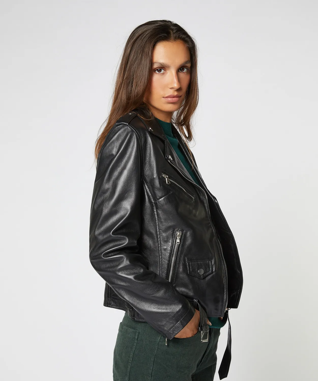 Rodier giacca perfetta pelle nera slim