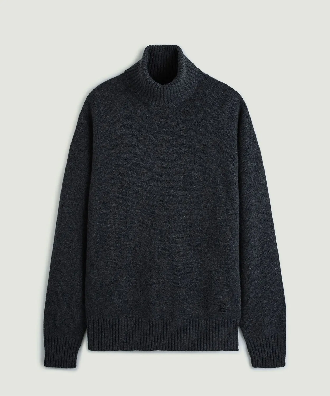 Rodier maglione cashmere collo alto grigio antracite 100% cashmere