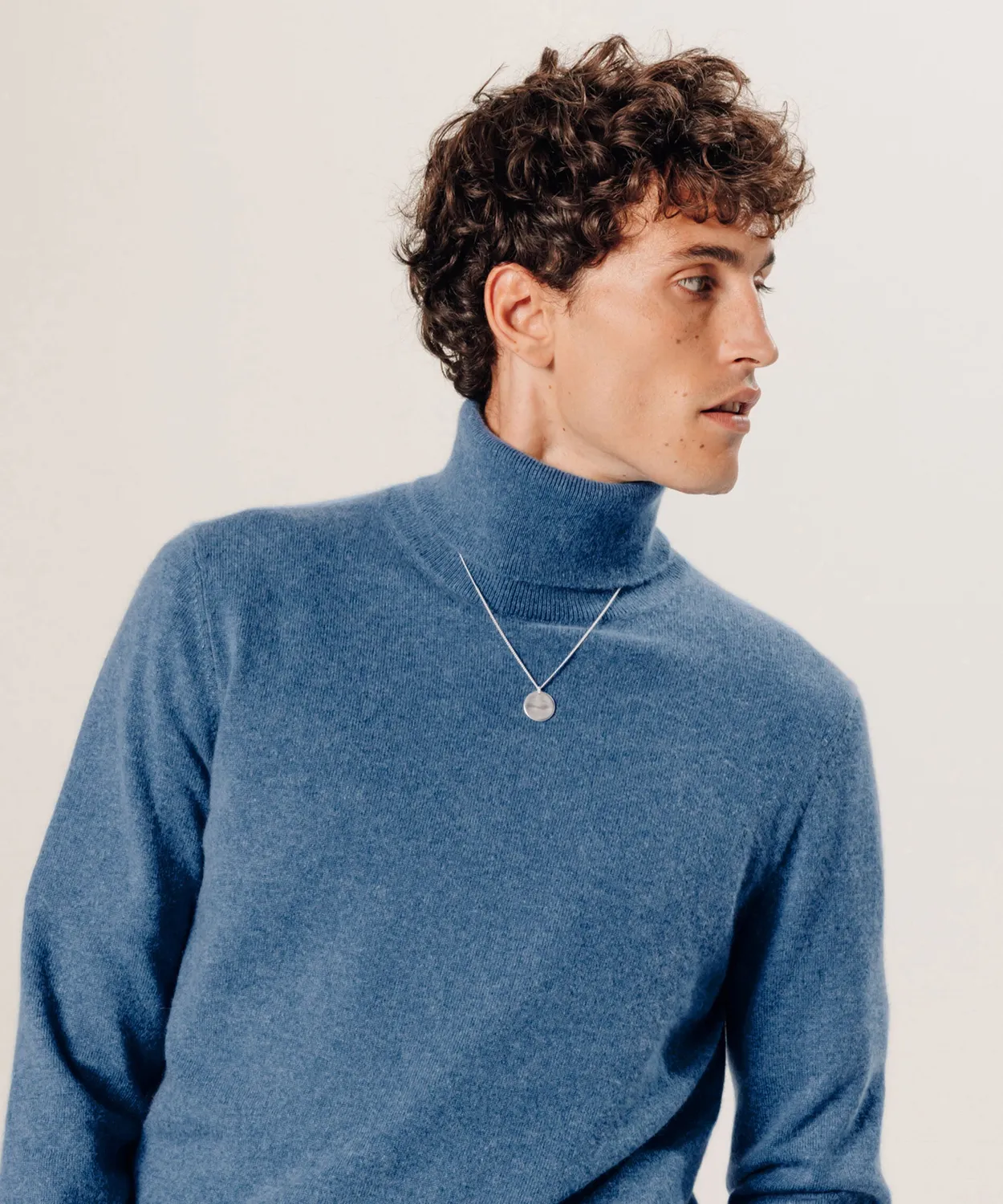 Rodier maglia dolcevita 100% cashmere blu uomo