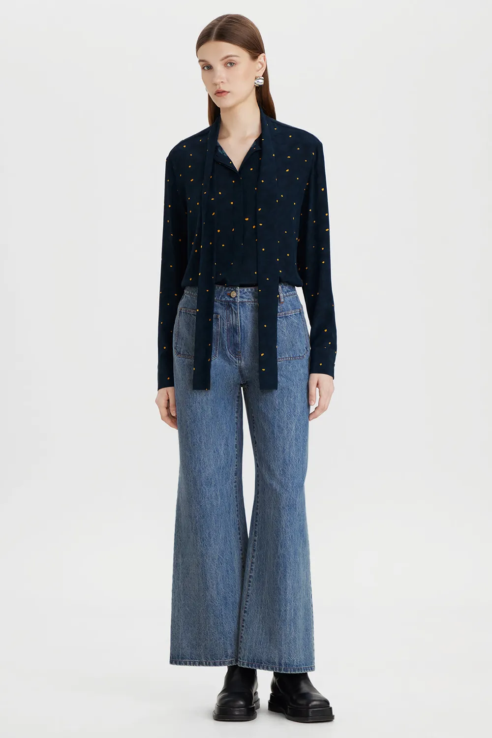 PORTS 1961 Silk Jacquard camicia seta floreale 36