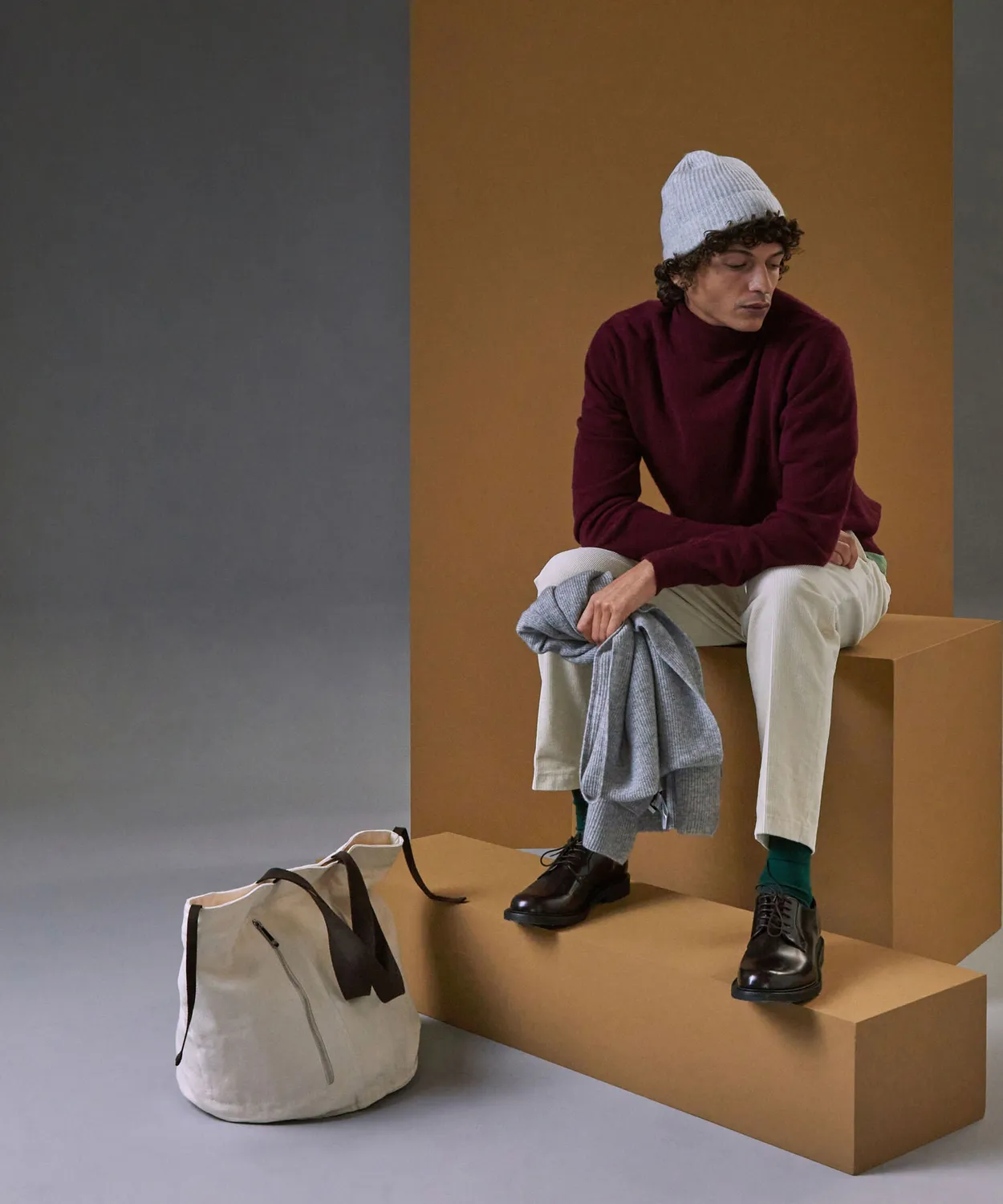 Rodier maglia dolcevita cashmere bordeaux uomo
