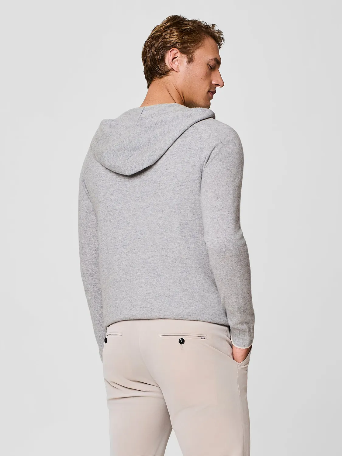 Paul Taylor Cappuccio Cashmere Felpa Grigio Chiaro Melange