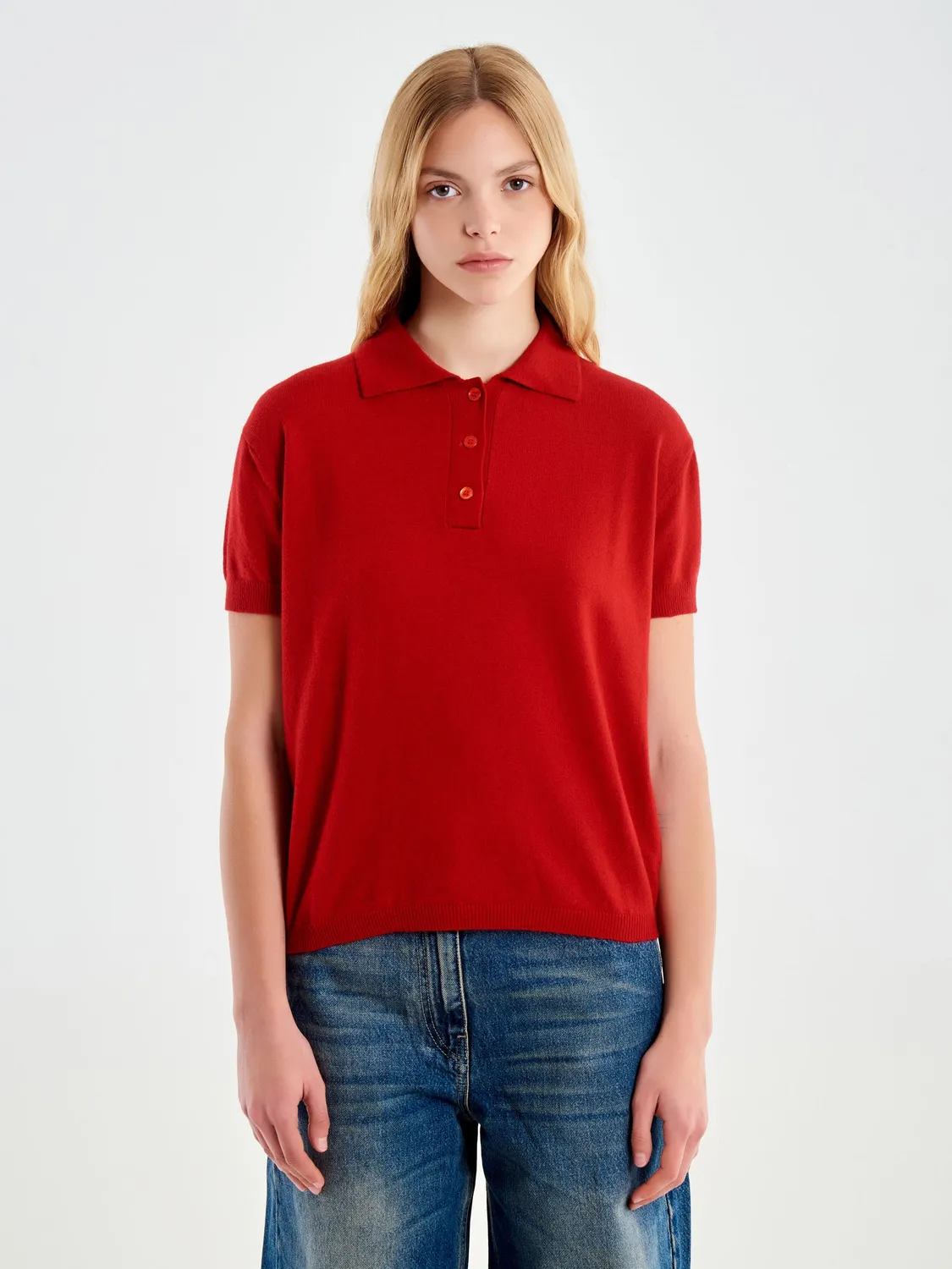 Vicolo Polo Maglia Maniche Corte Misto Cashmere Unica