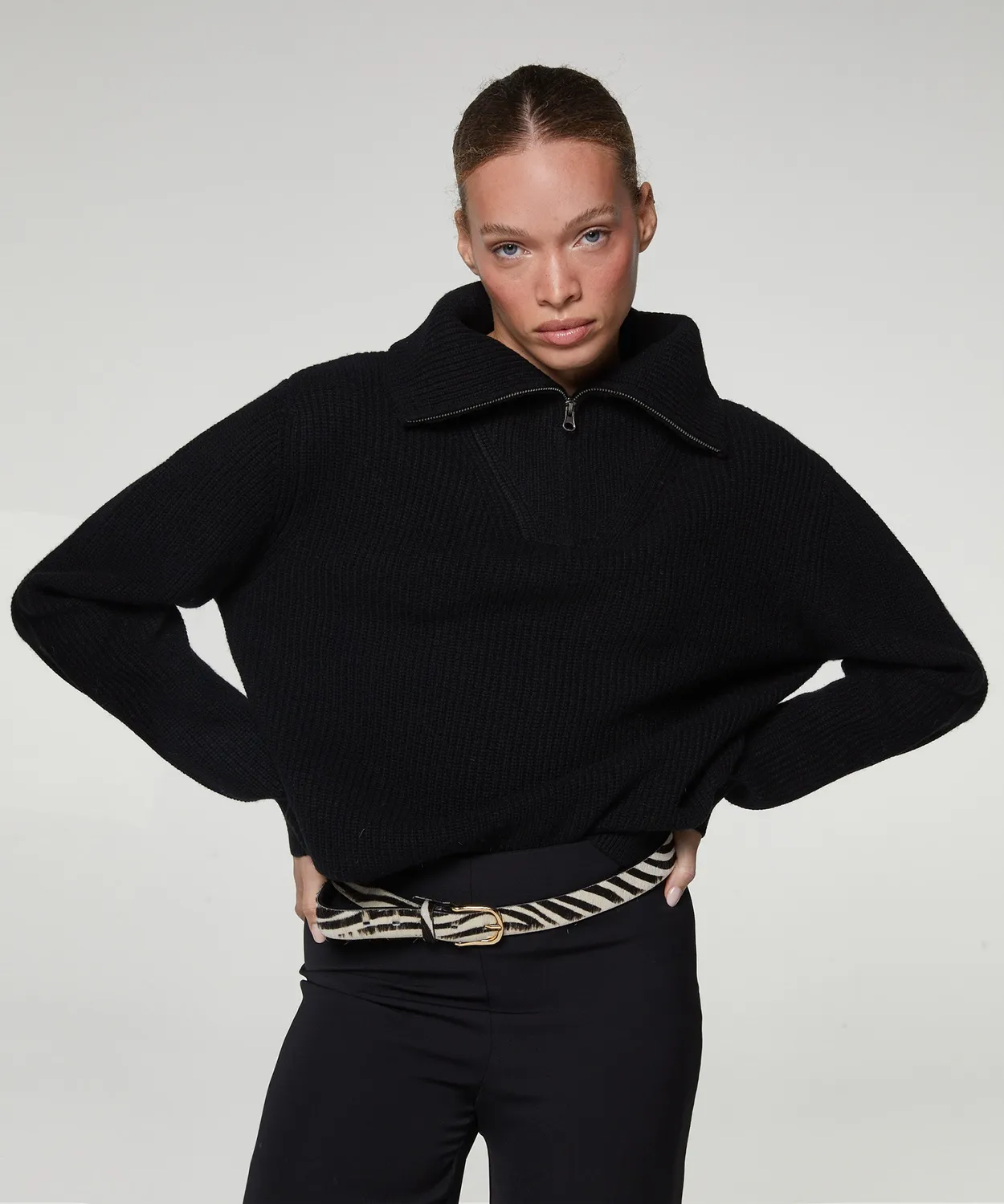Rodier Maglione Collo Zip Nero Costa