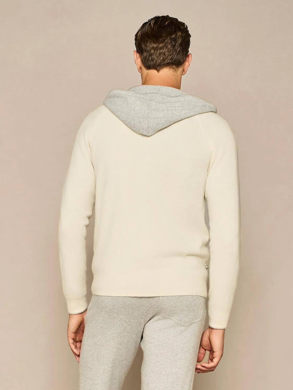 Paul Taylor felpa cashmere color block bianco con cappuccio
