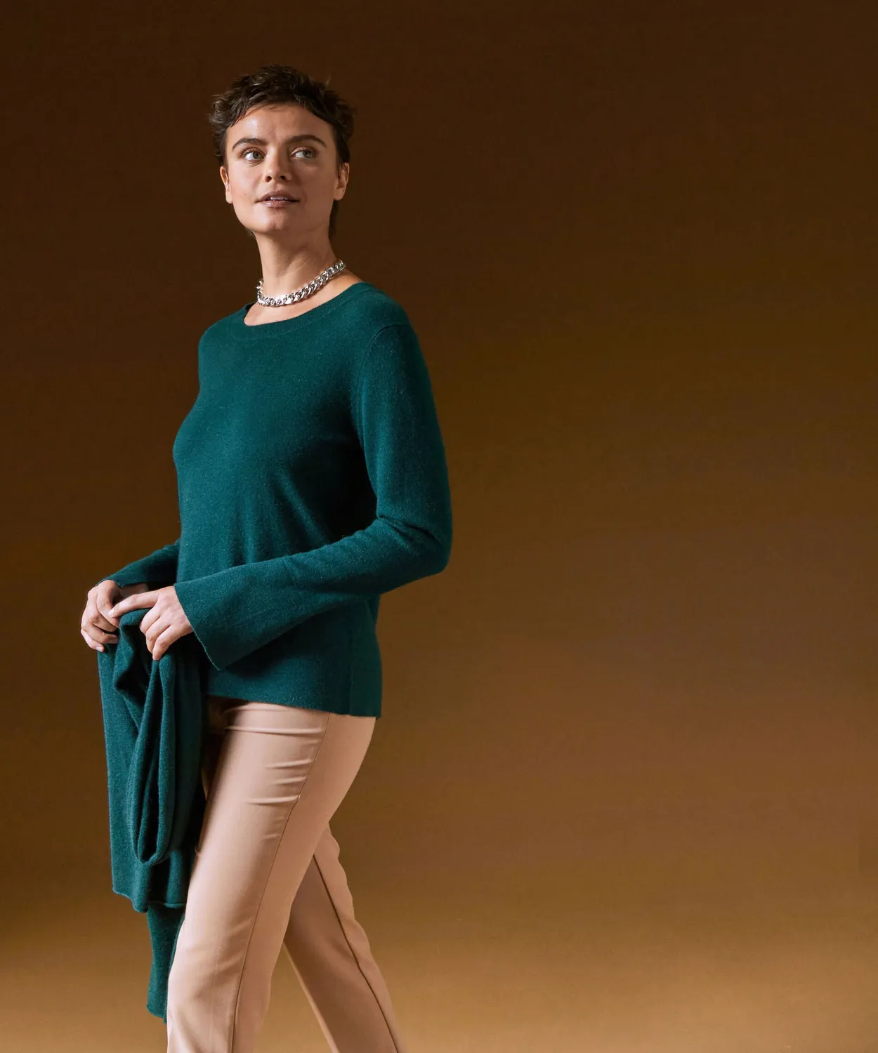 Rodier maglione girocollo cashmere verde anatra