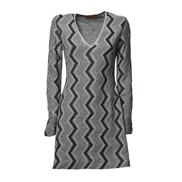 Missoni DS24WG3SBK042K abito nero argento viscosa chevron lamé