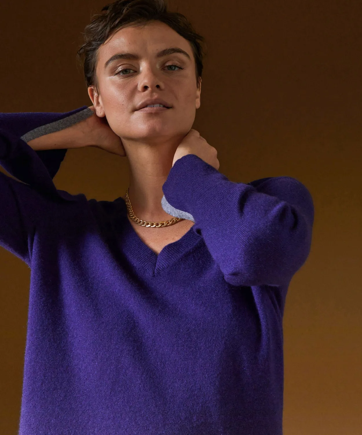 Rodier maglia scollo V cashmere viola scuro taglia M