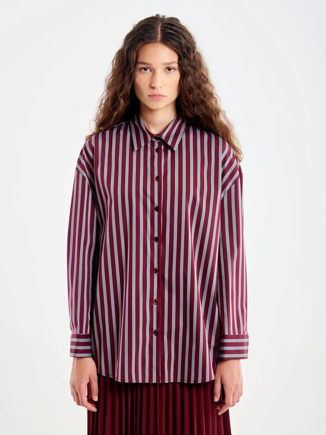 Vicolo Camicia a Righe bordeaux camicia cotone S