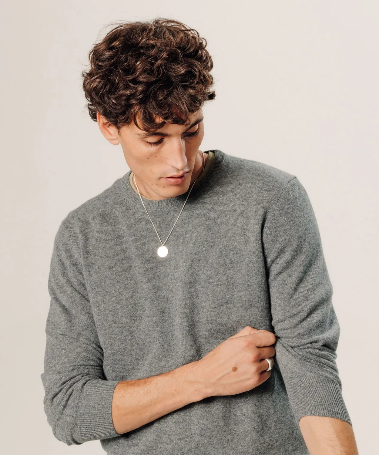Rodier maglione girocollo cashmere 2 fili grigio medio