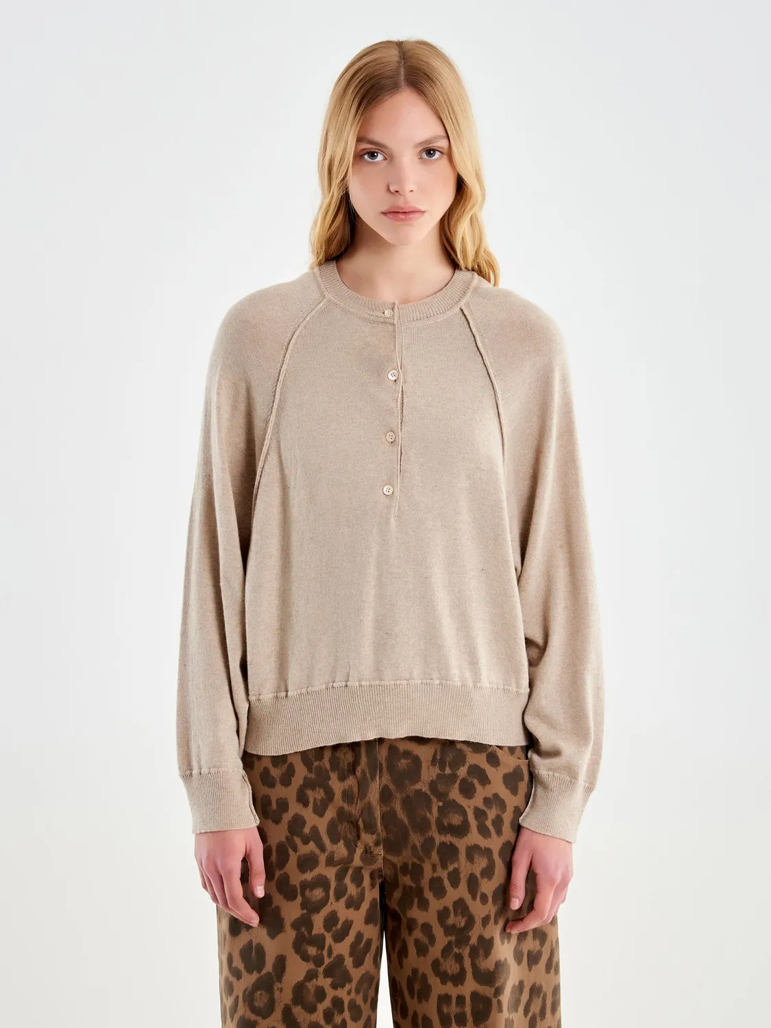 Vicolo Serafino Over Misto Lana Beige Taglia Unica