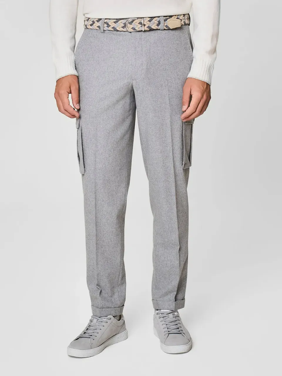 Paul Taylor pantalone tasconi misto lana grigio chiaro