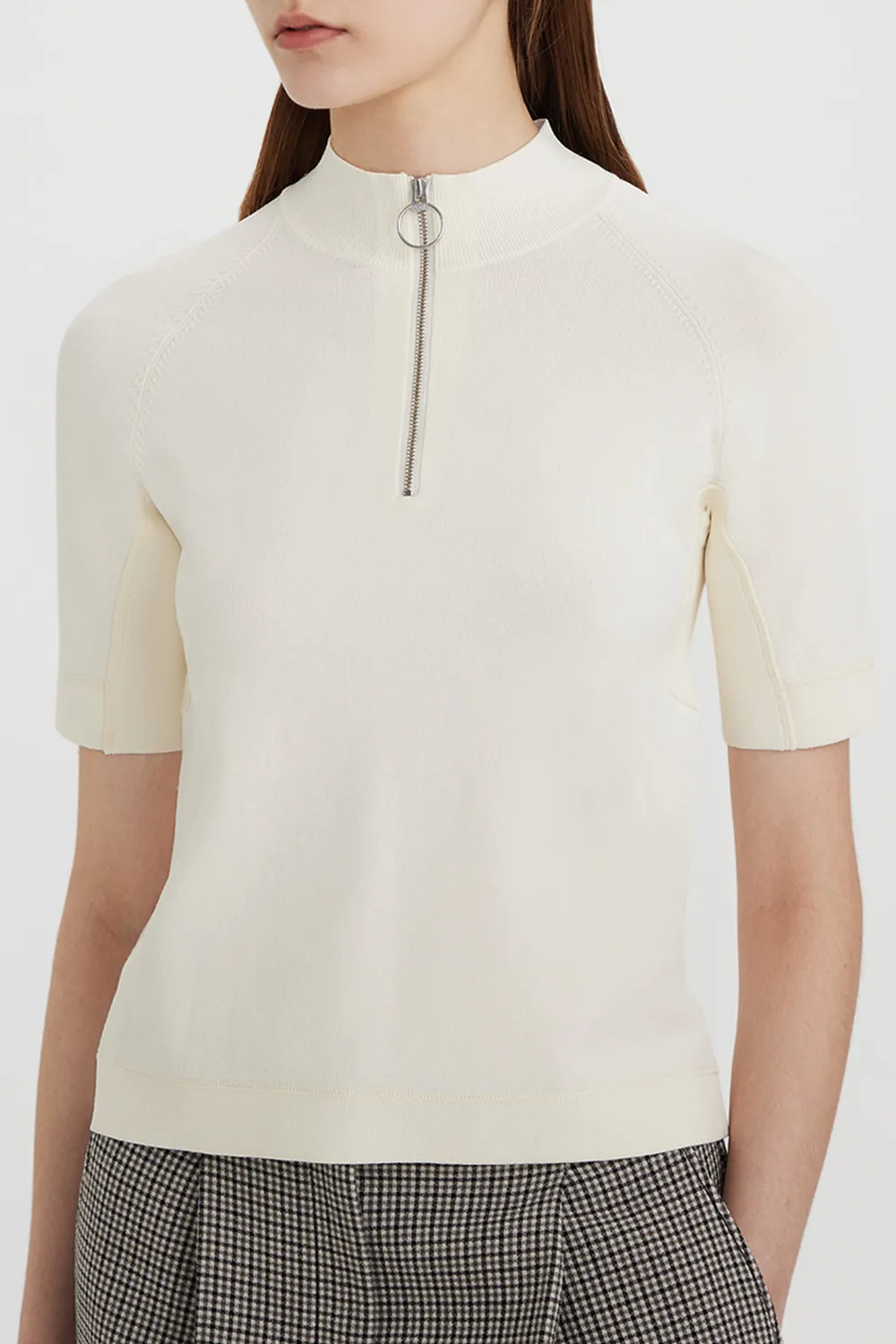PORTS 1961 jumper viscosa mezza zip avorio