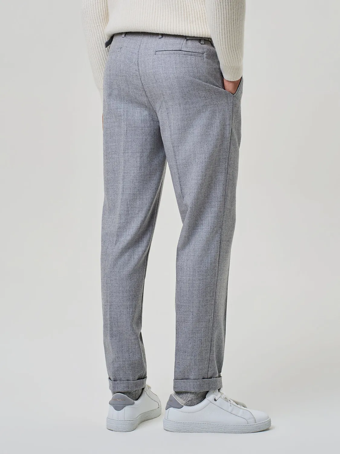 Paul Taylor pantalone flanella misto lana grigio chiaro