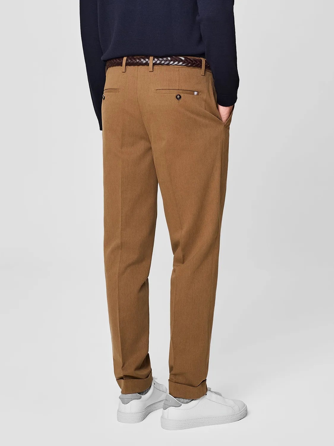 Paul Taylor pantalone wide fit cammello cotone sartoriale