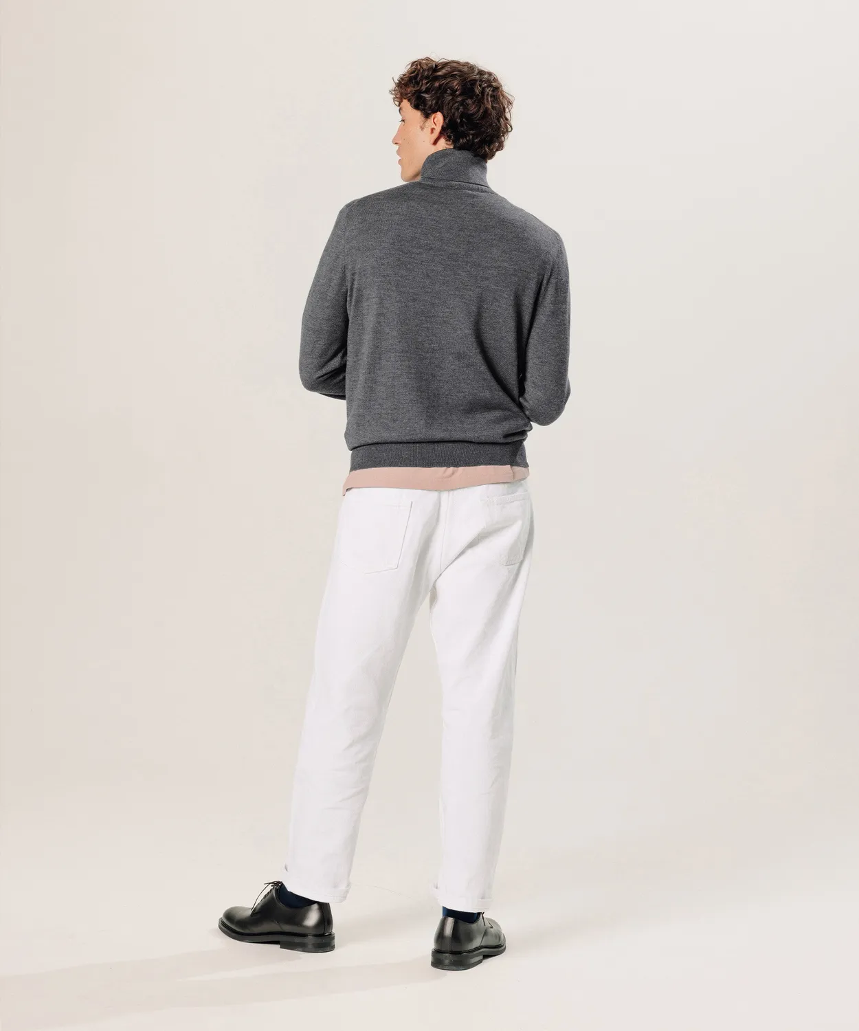 Rodier maglione dolcevita lana merino grigio scuro uomo