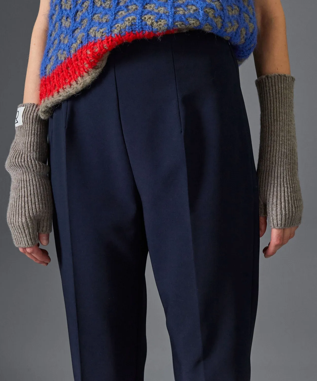 Rodier Pantaloni Sigaretta Vita Alta Blu Navy Donna