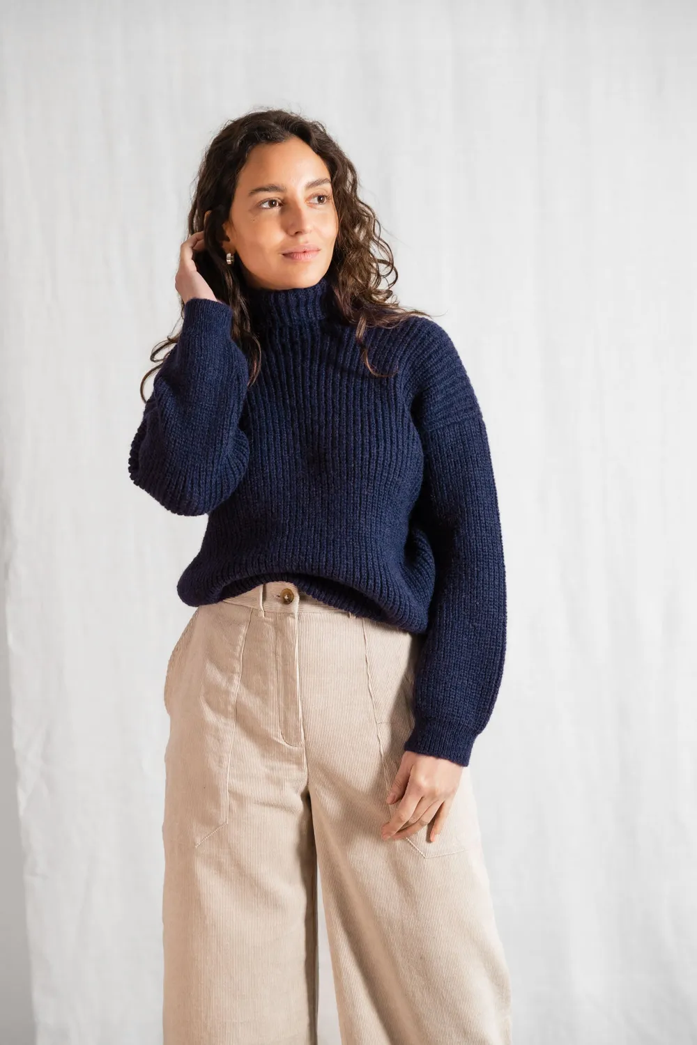 Jyoti Sabeti Maglione Baby Alpaca Blu Dolcevita