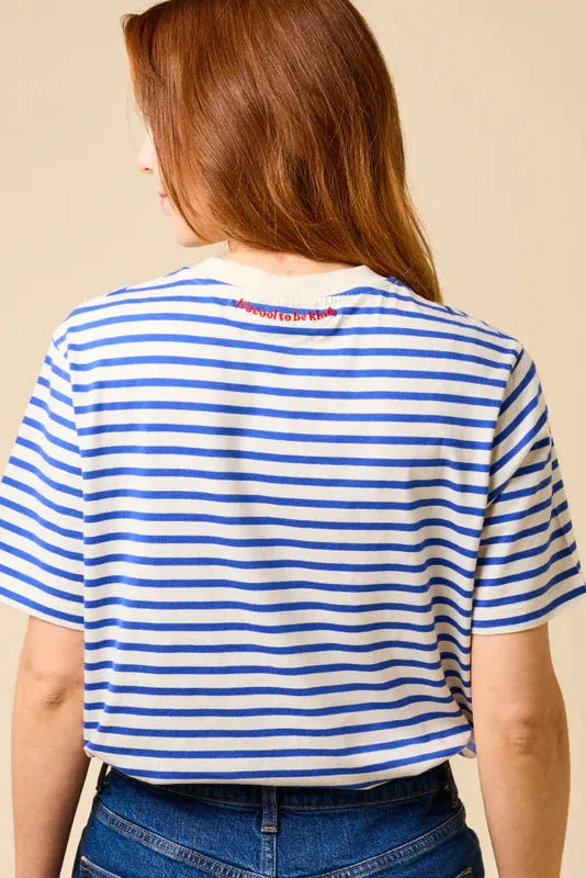 Jyoti Popeia T-shirt cotone righe blu bianco vestibilità morbida