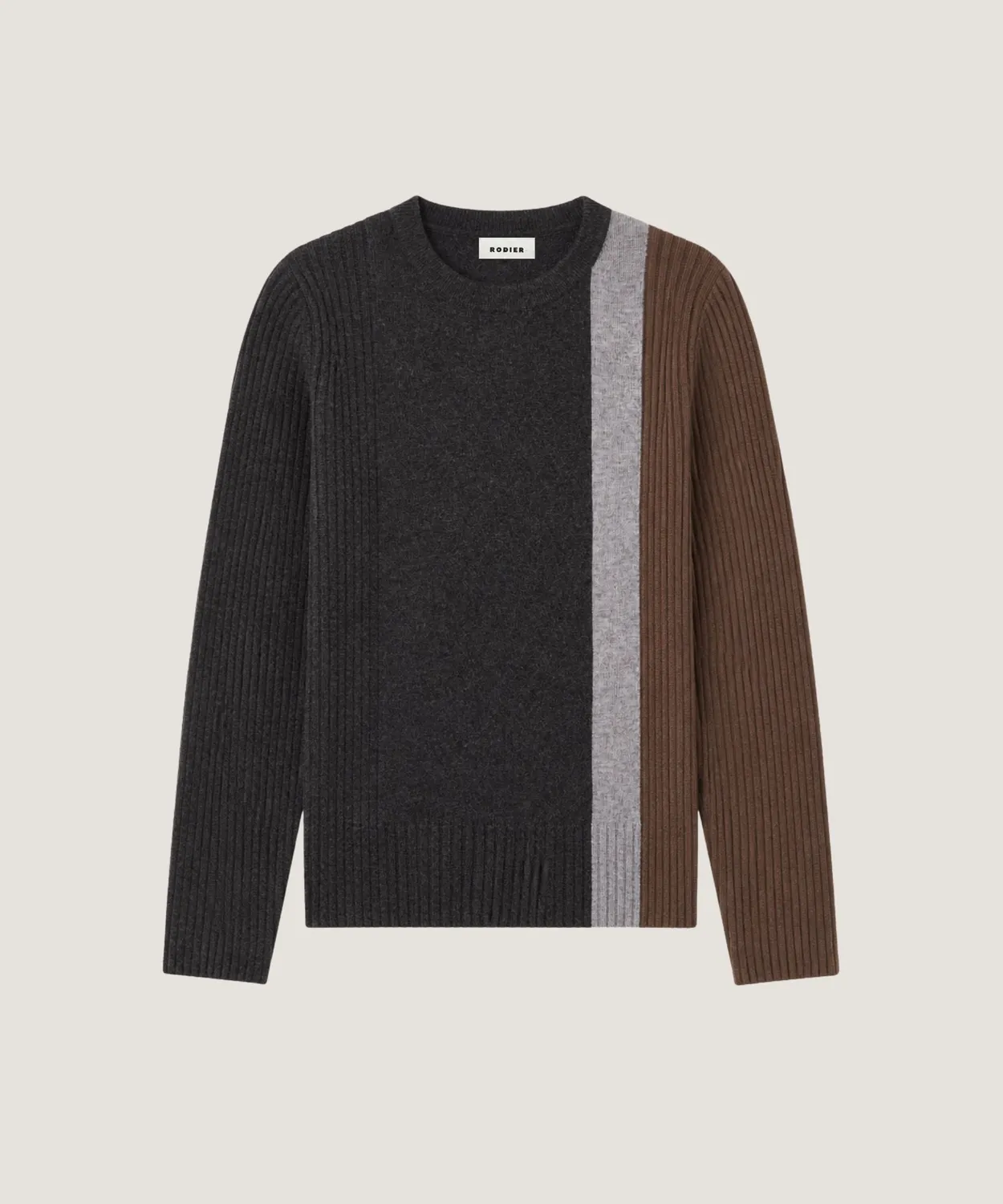 Rodier maglione girocollo antracite colorblock