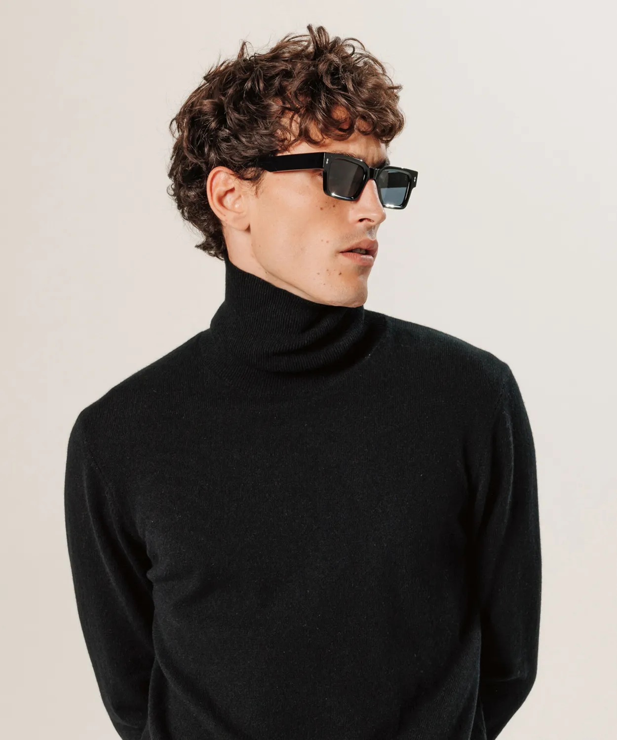 Rodier Pullover dolcevita cashmere nero uomo 2 fili
