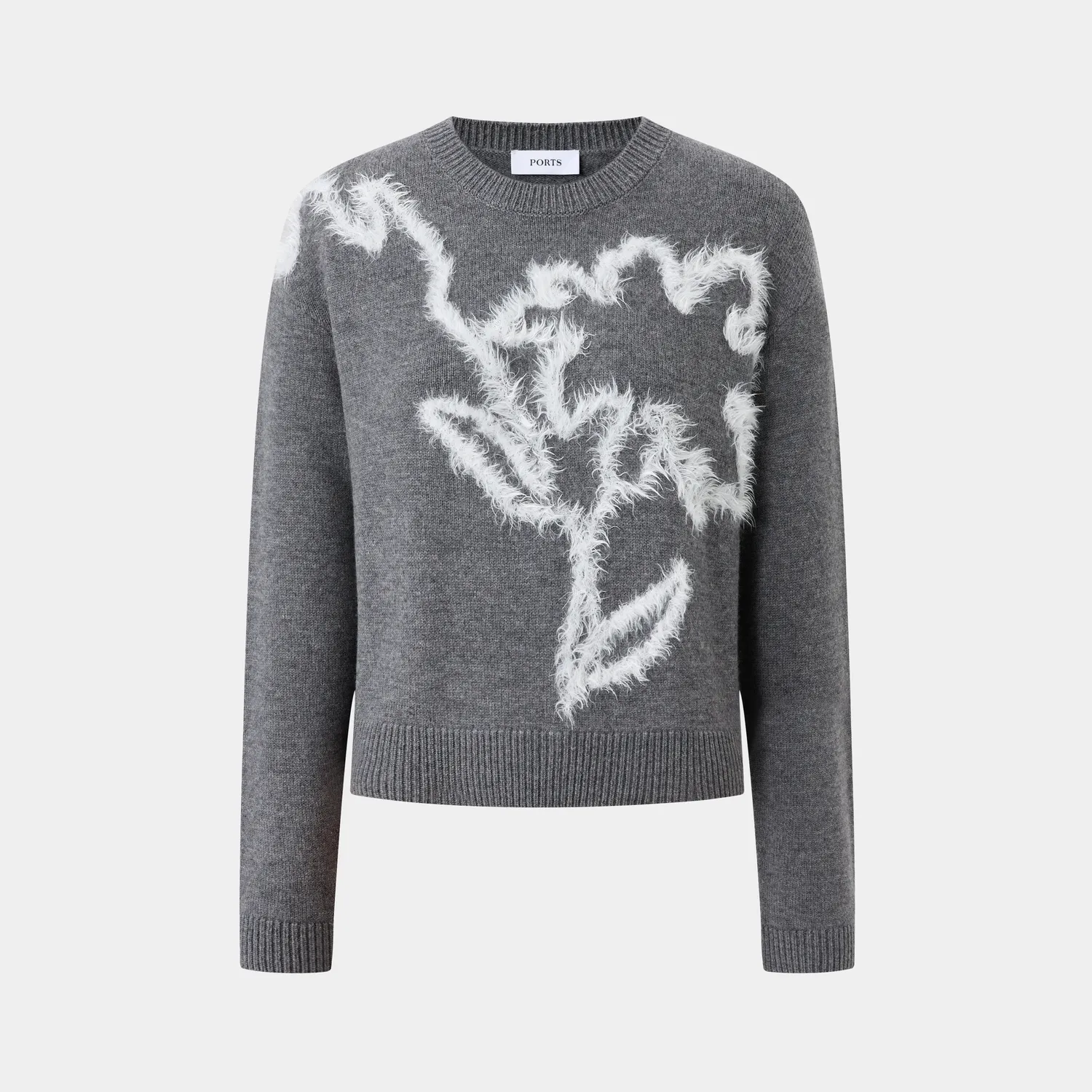 PORTS Alpine Meadows maglione lana grigio lava fiori